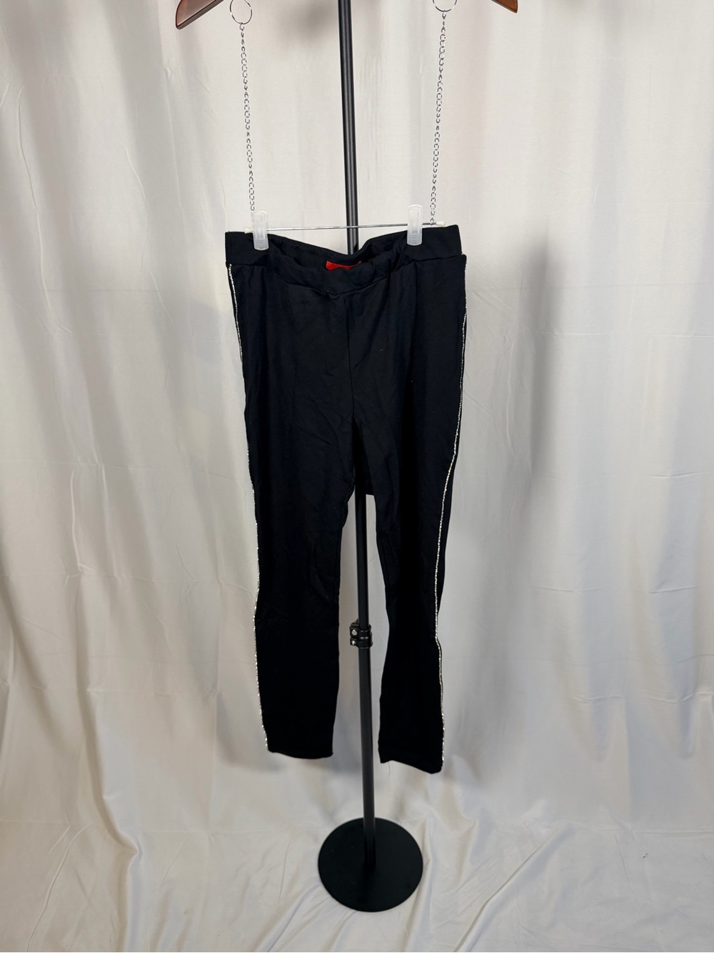 Jennifer Lopez Black Ponte Rhinestone Stripe Legging